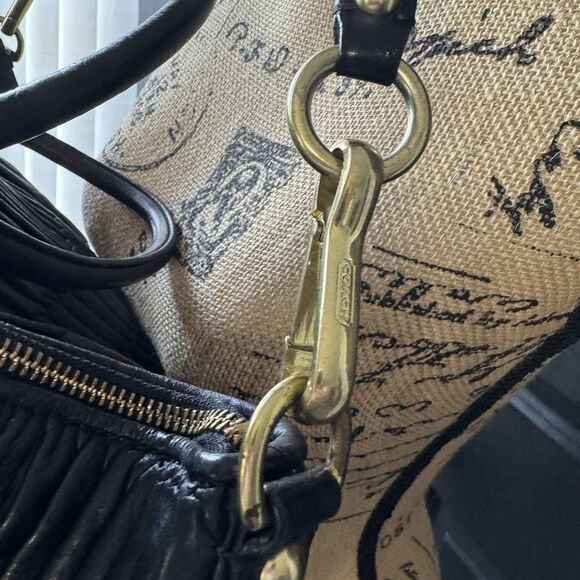 Coach Sophia Black Gathered Leather Handbag Purse Excellent Condition Used - Picture 5 of 13